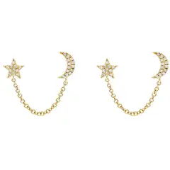 GENERICO - Aros mujer plata Luna + estrella