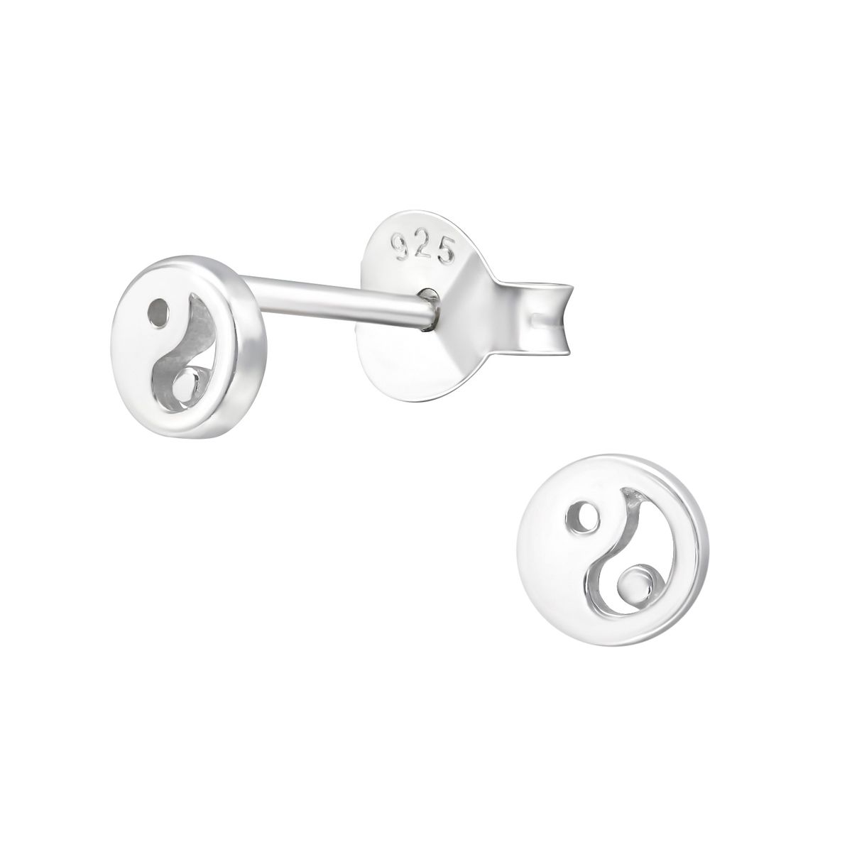 GENERICO - Aros mujer plata Mini yin yang