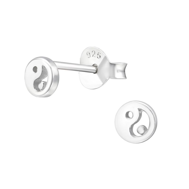 GENERICO - Aros mujer plata Mini yin yang