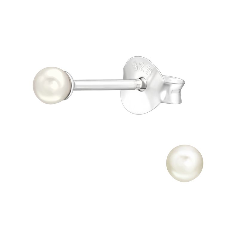 GENERICO - Aros de perlas pequeñas mini  3 mm Plata 925
