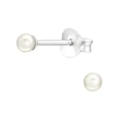 GENERICO - Aros de perlas pequeñas mini 3 mm Plata 925