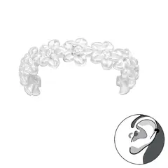 GENERICO - Aro Cuff argolla a presión flores Mujer niña Plata 925