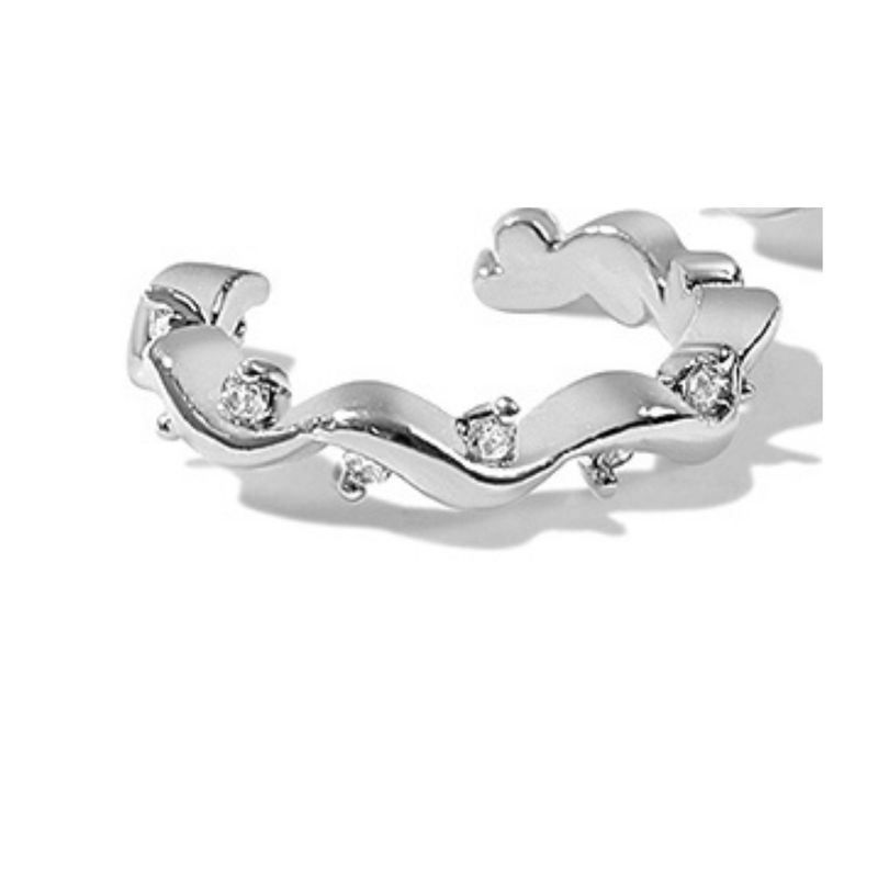 GENERICO - Argolla a presión con brillantes cuff Mujer Plata 925