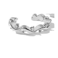 GENERICO - Argolla a presión con brillantes cuff Mujer Plata 925