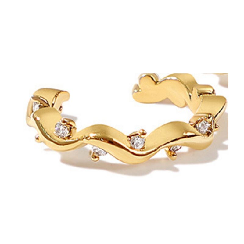 GENERICO - Argolla dorada a presión cuff Plata 925 chapada en oro