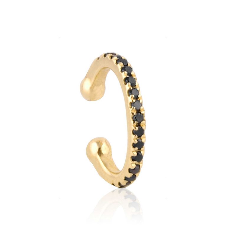 GENERICO - Aro Cuff negro Mujer Plata 925