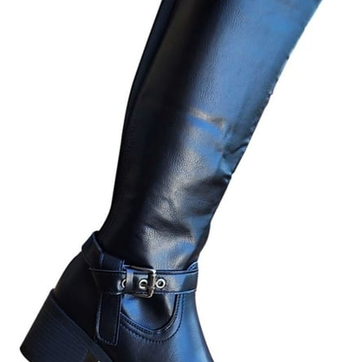 GENERICO - Botas Largas De Cuero PU Bucaneras Mujer Casual Negro - 7132
