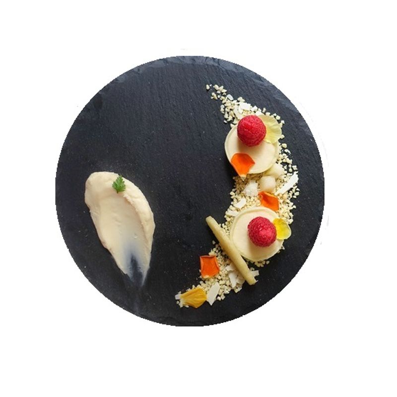 GENERICO - Plato Redondo Natural Plancha Piedra Emplatado Bandeja 25cm