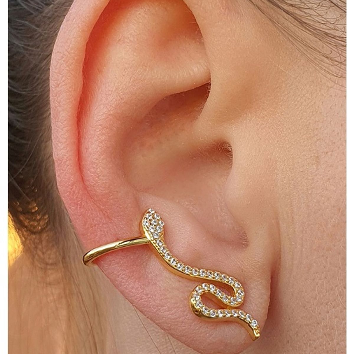 GENERICO - Aros Trepadores dorados serpiente  caja regalo