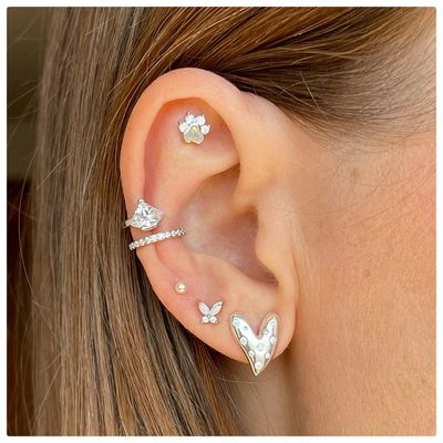 Imagen 2 del producto Aros niña pata de perro con tope plata 925 bebe