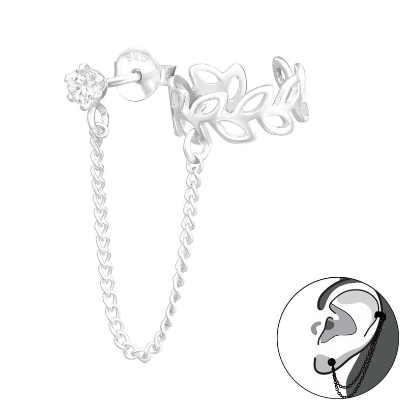 GENERICO - Aro Punto de luz con cuff argolla falsa  hombre Mujer Plata 925