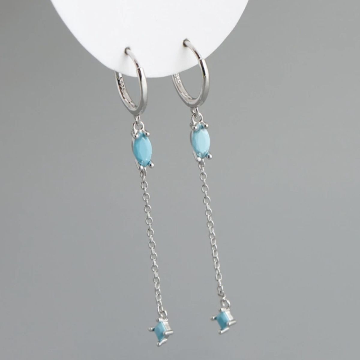 GENERICO - Argollas con colgante circones celestes plata 925