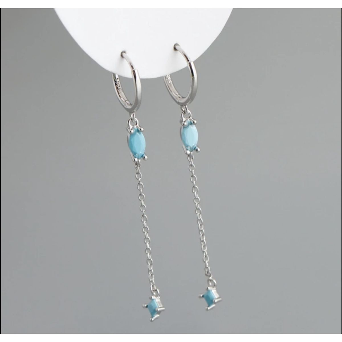 GENERICO - Argollas con colgante circones celestes plata 925