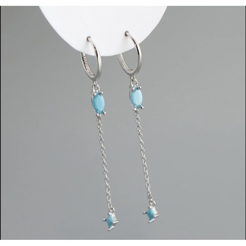GENERICO - Argollas con colgante circones celestes plata 925