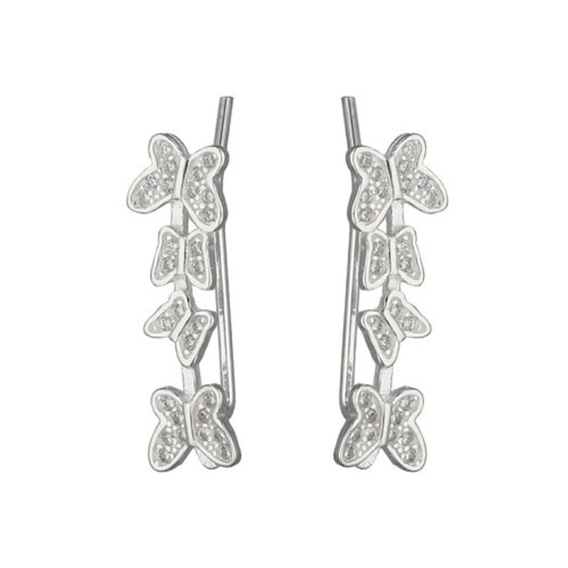 GENERICO - Aros mujer plata Trepadores mariposas