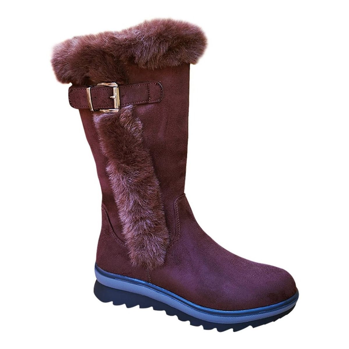 GENERICO - Botas De Gamuza Caña Alta Mujer Casual Otoño Invierno Marrón - 7135