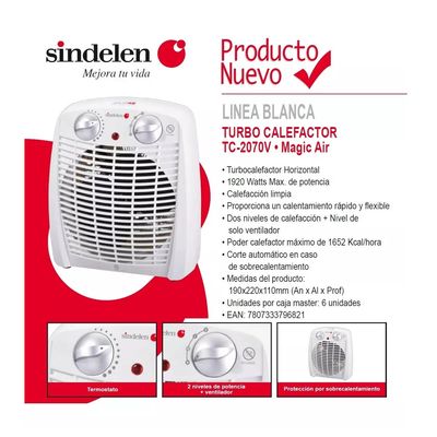 Imagen 2 del producto Termoventilador Turbo Calefactor Estufa TC-2070V 25m2 1920W
