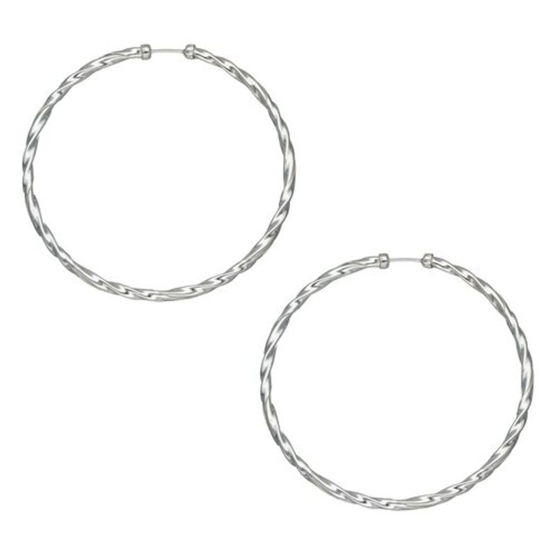GENERICO - Aros mujer plata Argollas entorchadas gruesas 54 mm