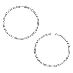 GENERICO - Aros mujer plata Argollas entorchadas gruesas 54 mm