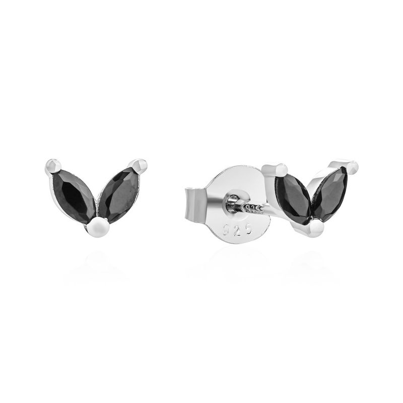 GENERICO - Aros mujer plata Circones negros