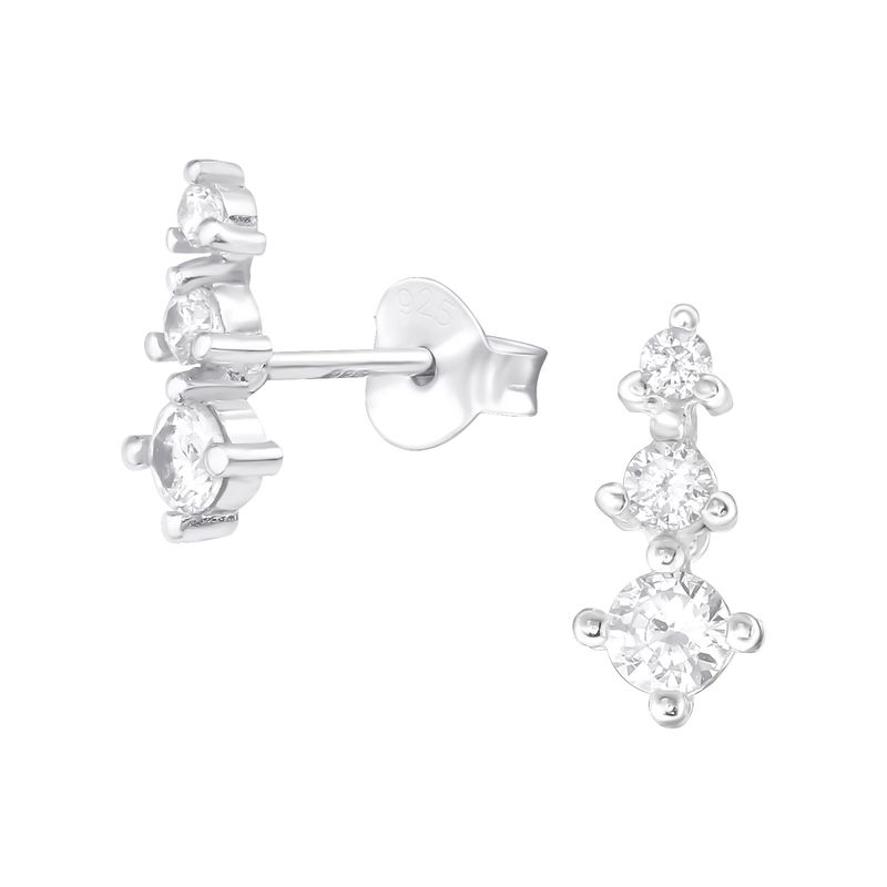 GENERICO - Aros mujer plata 3 circones