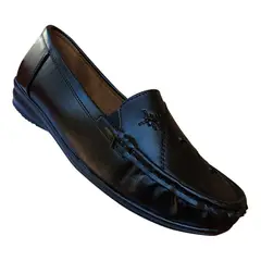 GENERICO - Zapato Mocasin Señorial De Cuero Mujer Casual Clasico Negro - 7148