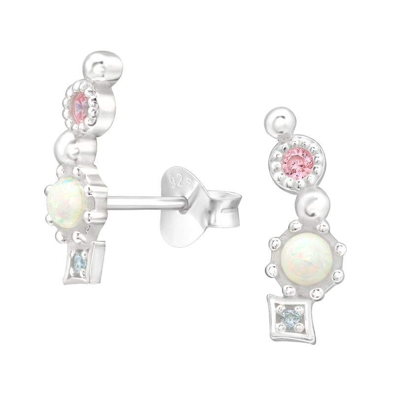 GENERICO - Aros mujer plata Aros ópalo y circón