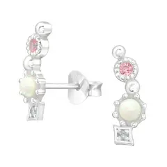 GENERICO - Aros mujer plata Aros ópalo y circón
