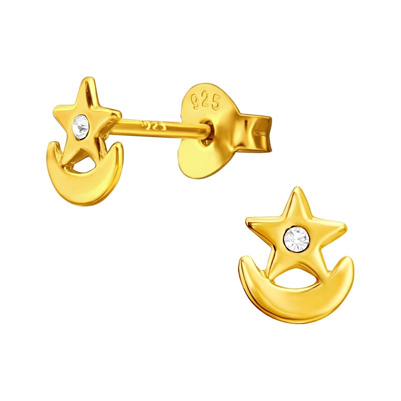 GENERICO - Aros mujer plata Luna con estrella