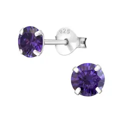 GENERICO - Aros mujer plata Amatista 5 mm