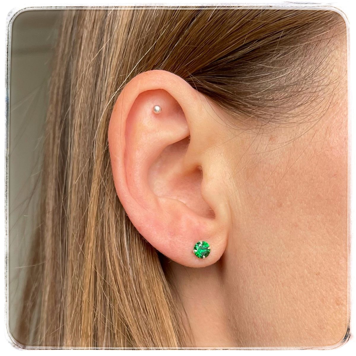 GENERICO - Aros mujer plata Esmeralda 5 mm