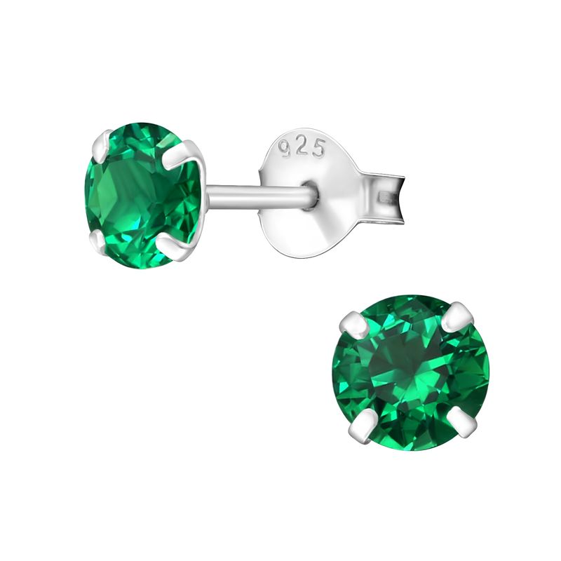 GENERICO - Aros mujer plata Esmeralda 5 mm