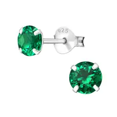 GENERICO - Aros mujer plata Esmeralda 5 mm