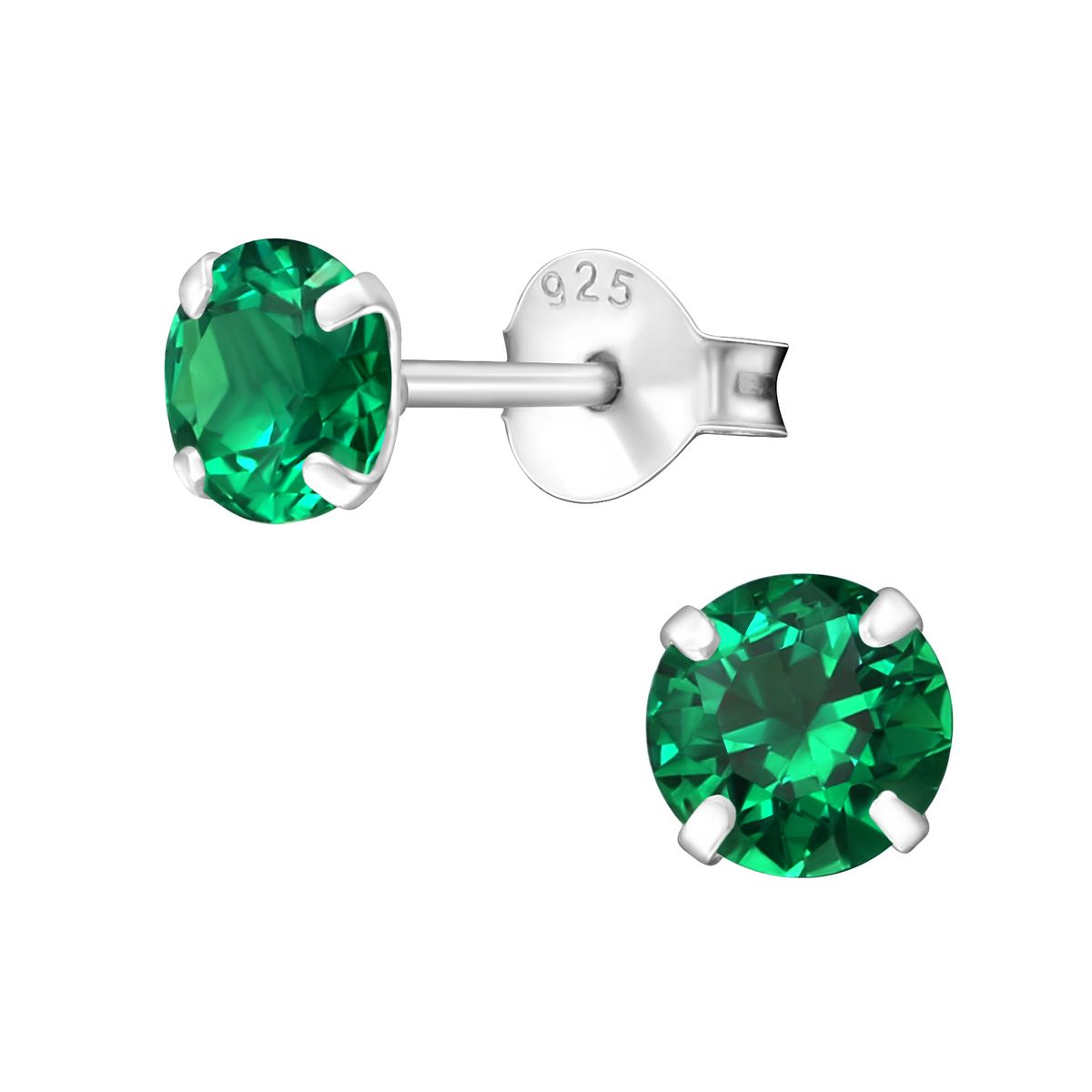 GENERICO - Aros mujer plata Esmeralda 5 mm