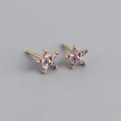 GENERICO - Aros mujer plata Flor purpura