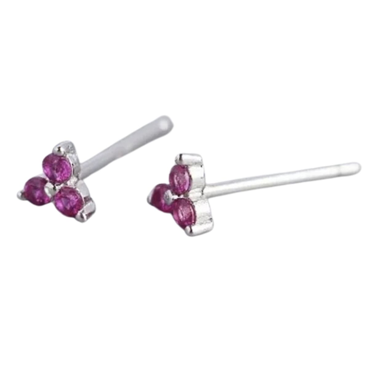 GENERICO - Aros mujer plata Triángulos fucsia