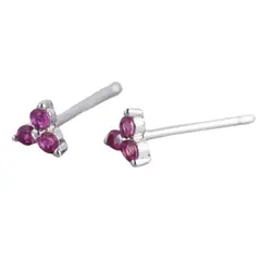 GENERICO - Aros mujer plata Triángulos fucsia