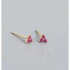 GENERICO - Aros mujer plata Triángulos fucsia