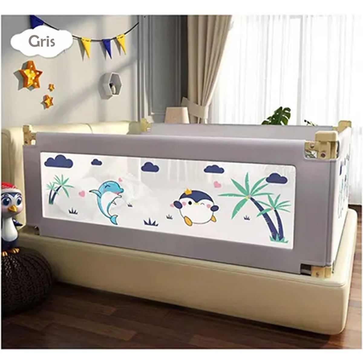 BABYLUNA - Baranda De Seguridad Para Camas Ajustable Fácil Apertura