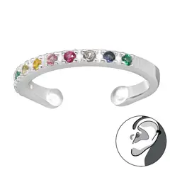 GENERICO - Aro Cuff multicolor "grande" Mujer Plata 925