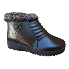 GENERICO - Zapato De Mujer Para Invierno Calido Chiporro Y Flor Marrón - 7153