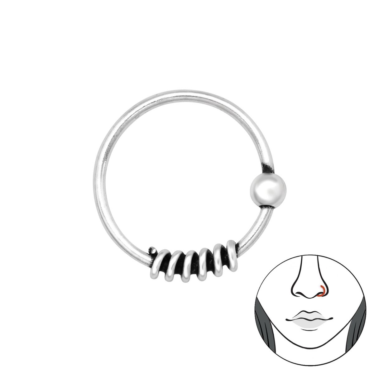 GENERICO - Aros mujer plata Argolla nariz
