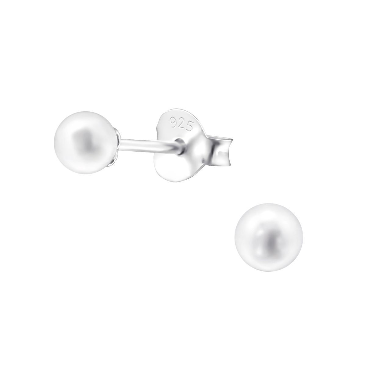 GENERICO - Aros mujer plata Perlas 4 mm