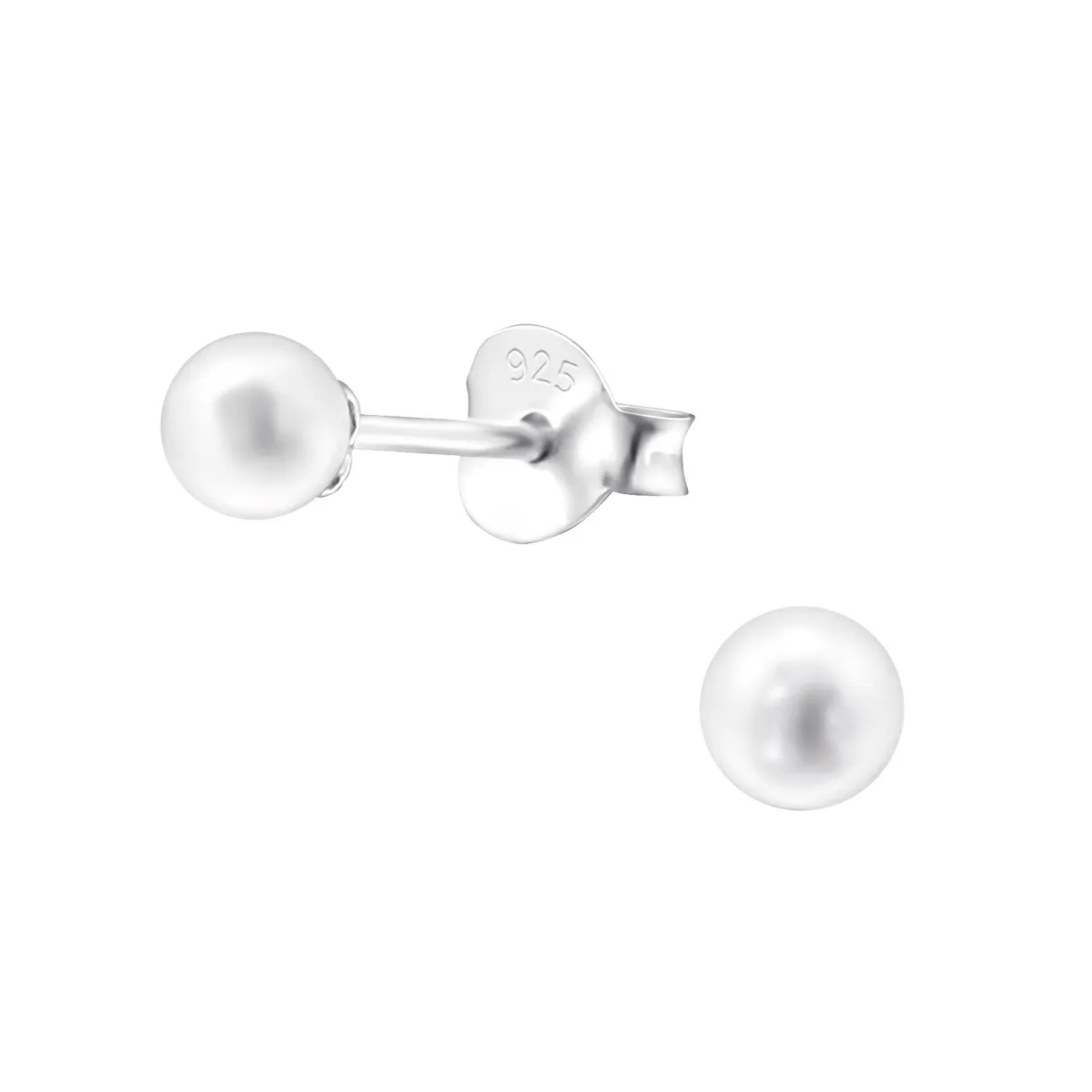 GENERICO - Aros mujer plata Perlas 4 mm