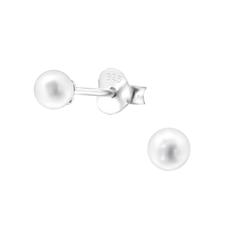 GENERICO - Aros mujer plata Perlas 4 mm