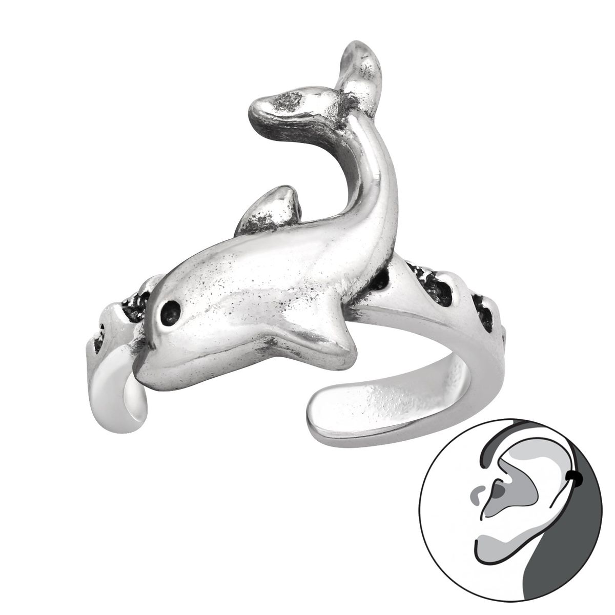 GENERICO - Aro Cuff delfín Mujer Plata 925