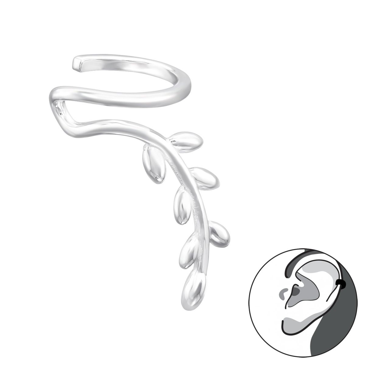 GENERICO - Aro Cuff trepador rama  Mujer Plata 925