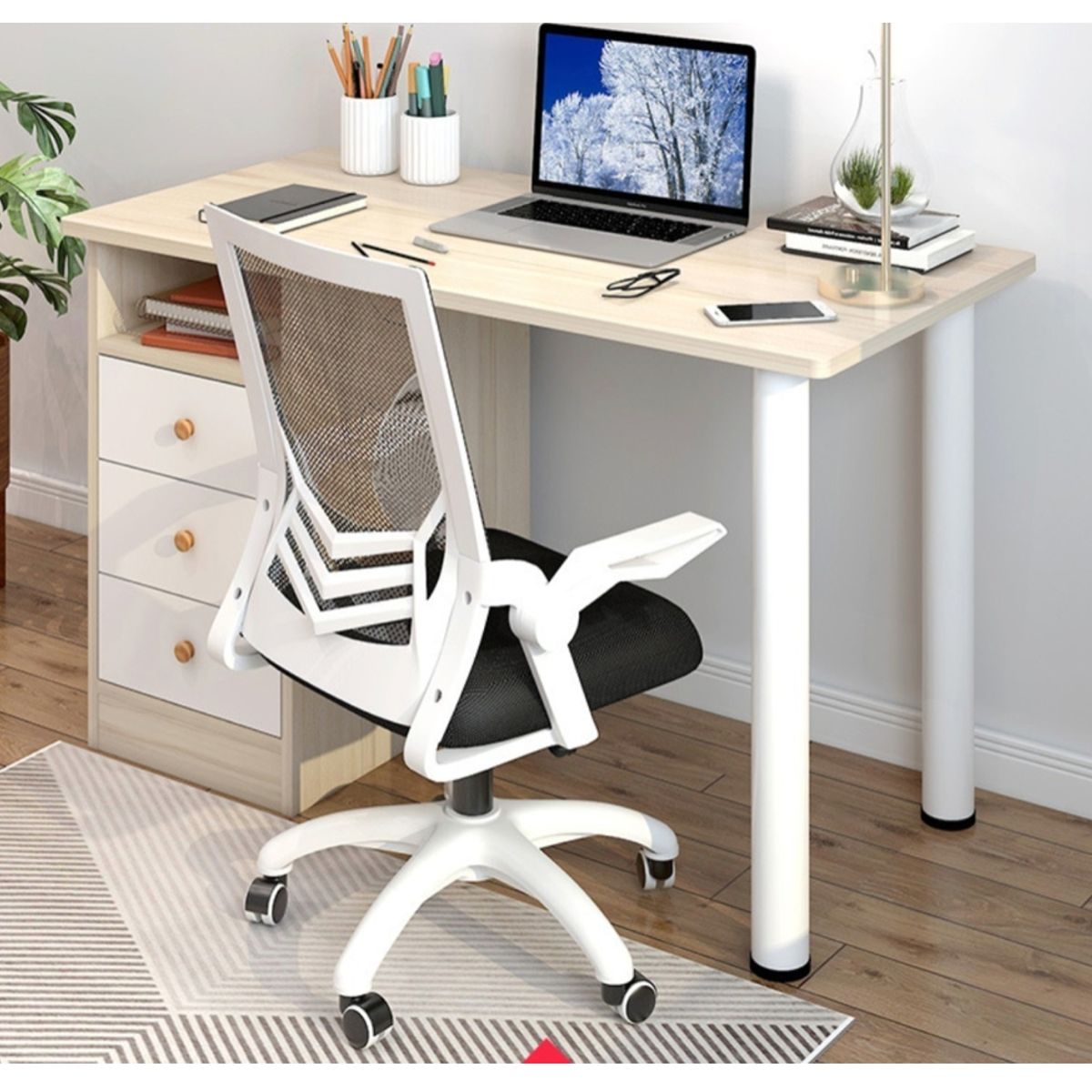 HOMER DESIGN - Escritorio Oficina Madera Con Cajones Reforzado 100x50x74cm DW105