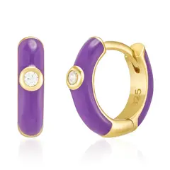 GENERICO - Aros mujer plata Argollas 12 mm púrpura