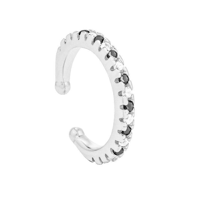 GENERICO - Aro Cuff blanco y negro Mujer Plata 925